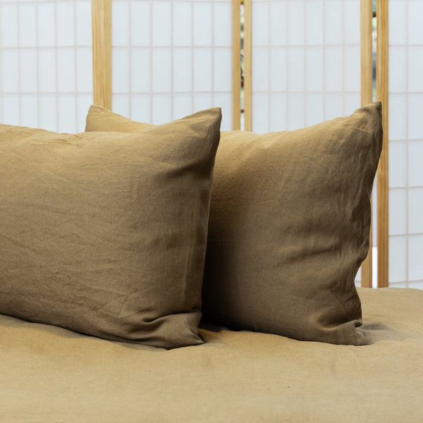 Linen Pillowcase Set, Olive Green