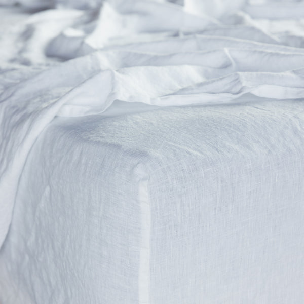 Linen Fitted Sheet, White