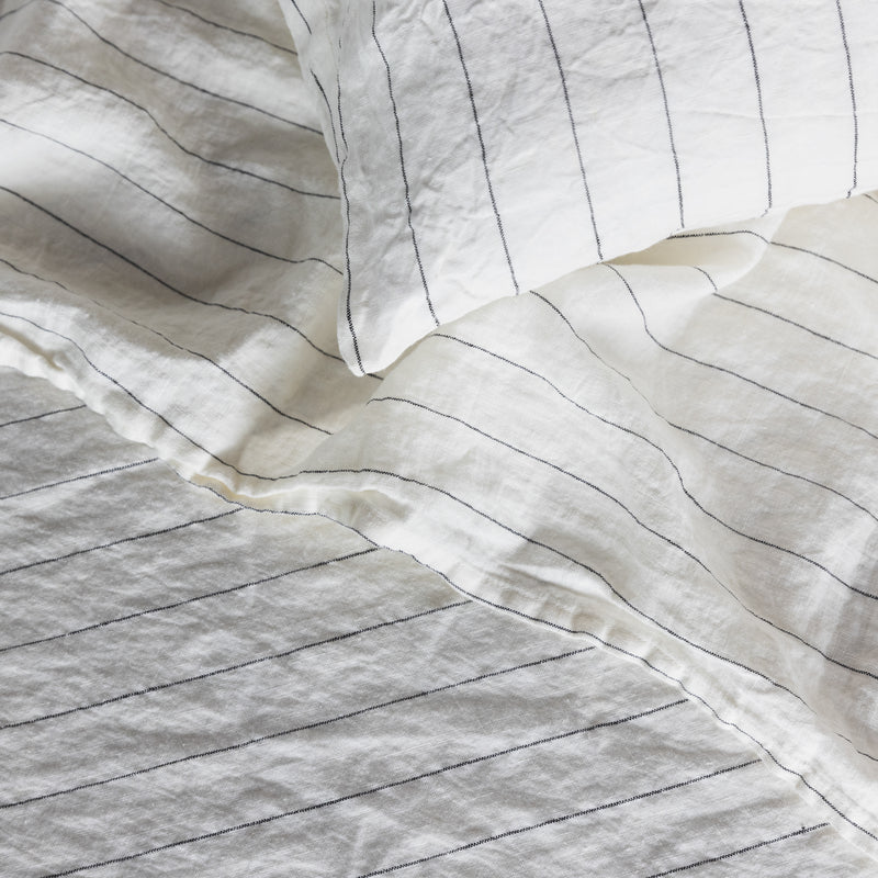 Linen Flat Sheet, Pinstripe