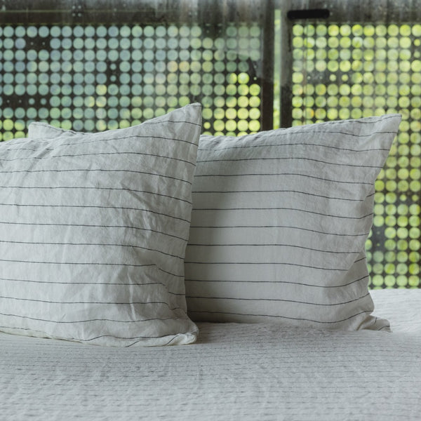 Linen Pillowcase Set, Pinstripe